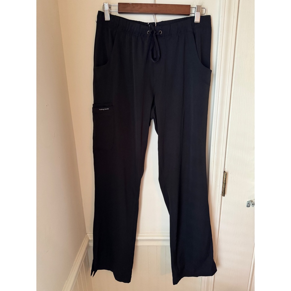 HH Works Healing Hands Black Scrub Pants Drawstring Cargo Pockets Style 9560 S